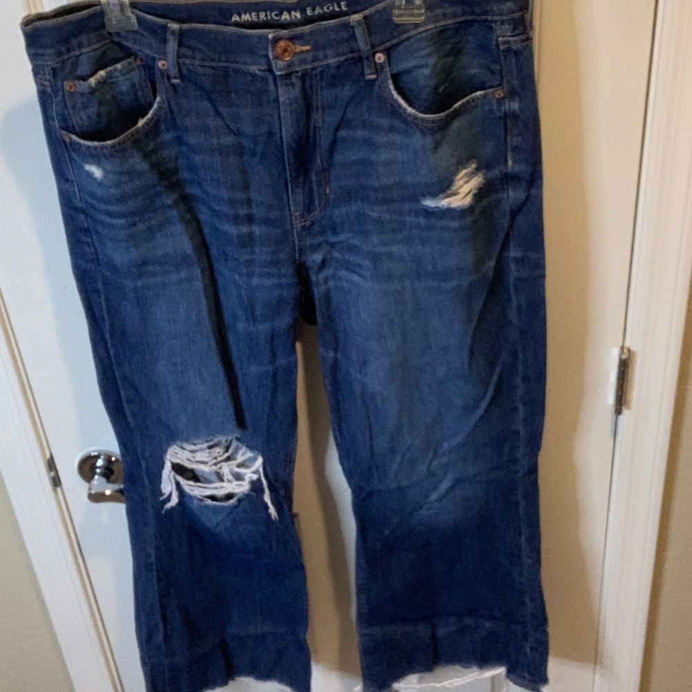 American Eagle Outfitters Women's Ripped Blue Boyfriend Jeans